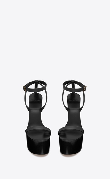 SAINT LAURENT Sandals Woman Frida 85 compensated sandal in black leather b_V4